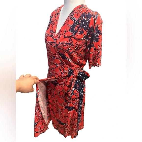 Lilly Pulitzer adalie wrap red/navy dress size S - Picture 10 of 12